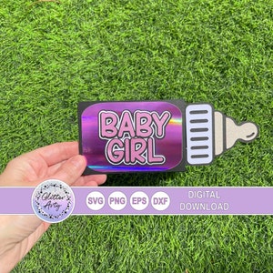 Porte-cartes cadeau biberon svg, eps, dxf, png, baby shower, cadeau révélateur de sexe, c'est un garçon, c'est une fille, nouveau bébé, fête