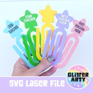 Jumbo Star Paper Clips- Teacher Appreciation Gift SVG | Teacher Gift SVG | Best Teacher Ever SVG | Laser Files |Glowforge  | Beambox Tested