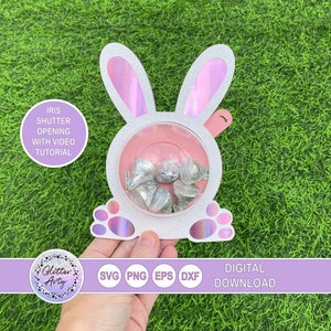 OSTERHASE Süßigkeiten Halter, Kuppel mit Öffnungsmechanismus SVG Digitale Datei, dxf Silhouette, Schnittdateien, bemessen für 8 cm Kuppel, Mitbringsel, Partygeschenk, Geschenk, danke