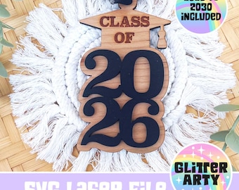 Archivo láser SVG para adorno de la clase 2025-2030, graduado de secundaria, último año, SVG de graduación, adorno de graduación, archivo láser, SVG de graduación - Probado en Beambox