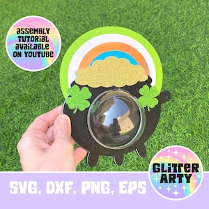 ST PATRICK&#39;S DAY Candy Holder Dome with opening mechanism, pot of gold, Svg Cricut Cut files, sized for 8cm dome, lucky, leprechaun