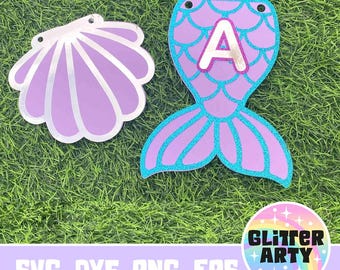 MERMAID BANNER SVG, Happy Birthday Banner, Name Banner, Template Svg, dxf, png, eps, Letters included,nursery,party decor, invitation, gift