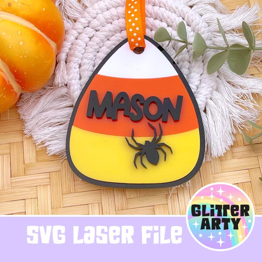 CANDY CORN BOO Basket Tags Laser Svg File -bag Tag| Personalized Name ...