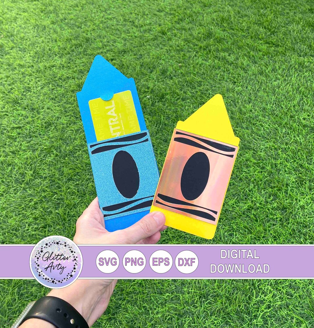 CRAYON GIFT CARD Holder Svg, Eps, Dxf, Png, School Teacher Gift