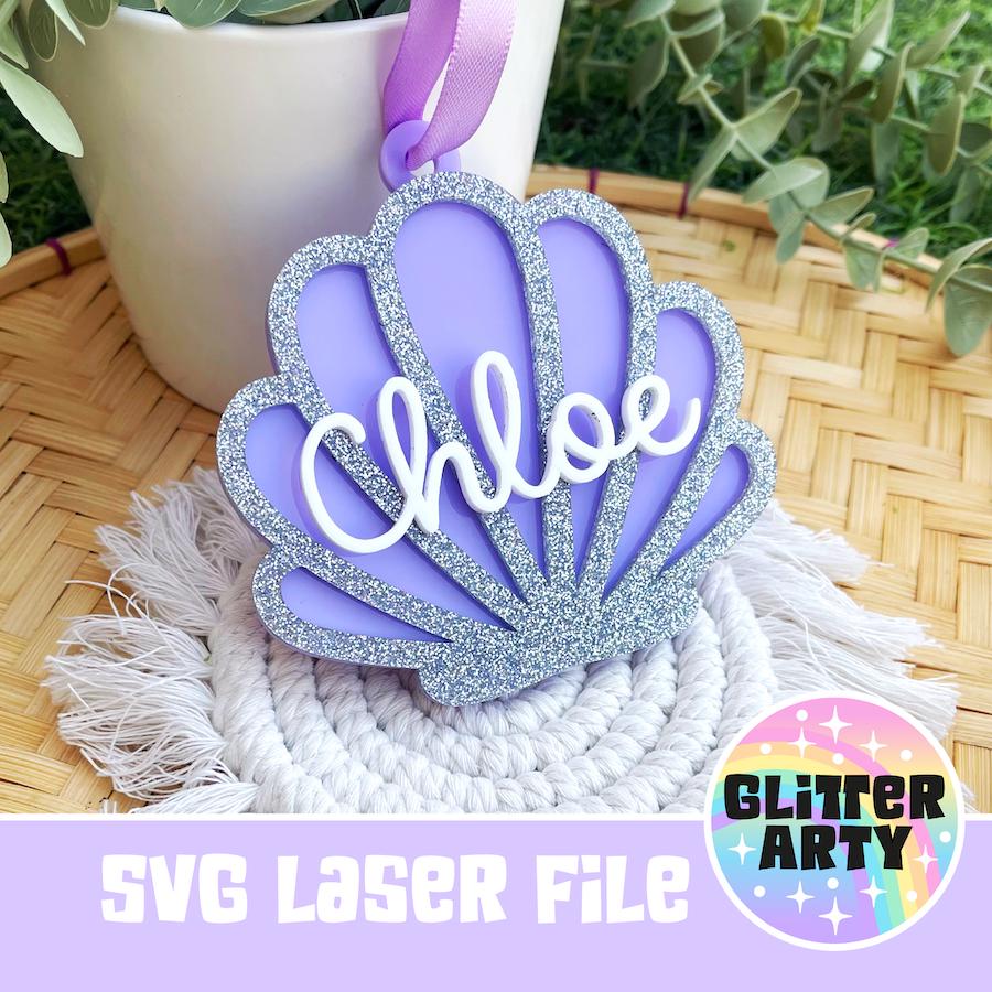 MERMAID SHELL Laser SVG File -bag Tag| Personalized Name Tag |kids ...