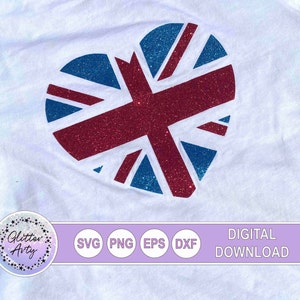 UNION JACK HEART -svg, dxf, png, eps - (Britannique, Royaume-Uni, Couronnement, Roi, Reine, drapeau, Angleterre, Charles)
