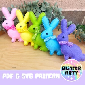 FELT OSTER HASE pdf Muster & svg Schnittdatei, Ostern Dekor, Kinderzimmer Dekor, Anleitung inklusive, niedlicher Hase, Kaninchen, Frühling, Banner, Geschenk