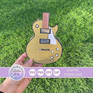 GITAARKAART en CAKE Topper svg dxf eps png, Cricut gesneden bestanden - Verjaardagskaart, Gibson, Rock, Muziek, uitnodiging voor verjaardagsfeestje