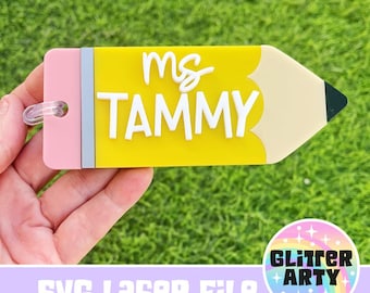 Regalo di ringraziamento per gli insegnanti - Etichetta per astuccio, targhetta con nome - File SVG per laser /SVG regalo per insegnanti/ Regali per il ritorno a scuola /Regali per insegnanti - Testato con Beambox