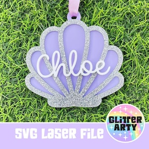 MERMAID SHELL laser-svg-bestand - tastag| Gepersonaliseerd naamplaatje | Kinderen | Kerstdecoratie hangend ornament | Cadeaukaartje verjaardagscadeau - Beambox getest