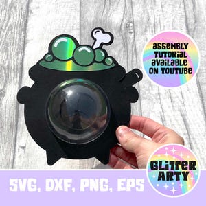 CAULDRON CANDY HOLDER svg, Dome with opening mechanism, Silhouette, Cricut, sized for 8cm dome, Halloween party favors, sweets, spooky