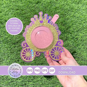 PRINCESS CARRIAGE Candy Halter, Kuppel mit Öffnungsmechanismus svg, Silhouette, Cricut, Größe für 8cm Kuppel, Geburtstagsgeschenke, Klasse