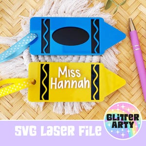 Geschenk für Lehrer - Crayon Taschenanhänger, Namensschild - Laser SVG-Datei |Lehrer Geschenk SVG | Back to School Geschenke |Lehrer Geschenke - Beambox getestet