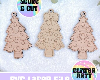 クリスマスツリーレーザーSVGバンドル | 子供用ペイントキット | スコアとカットファイル | Beamboxテスト済み