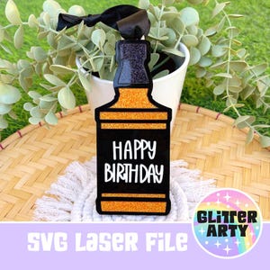 ETIQUETA PARA BOTELLA DE WHISKY Archivo SVG láser/Adorno colgante de whisky/Etiqueta de cumpleaños/Felicitaciones/Despedida de soltero/Despedida de soltero/Jubilación - Probado por Beambox
