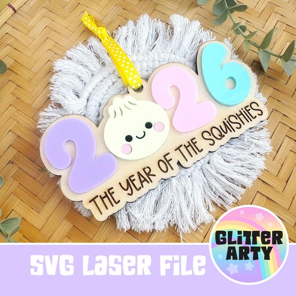 2026 Year of the Squishies Laser SVG File | Dumpling| Teacher Christmas Gift| Squishy | Hanging Ornament Commercial- Beambox Tested