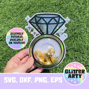 ENGAGEMENT RING Candy Holder SVG Dome with opening mechanism, Silhouette, Cricut Cut files, sized for 8cm dome, Wedding, Hen Party Favor