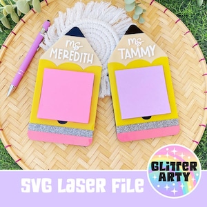 Lehrer Anerkennung Geschenk -Post-It Notizhalter SVG|Bleistift-Laser SVG-Datei |Zurück zu Schul Geschenke |Hält 3 x 3 Zoll Notizen-Beambox getestet