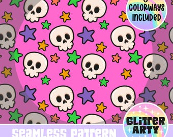 8 Cute Skull Digital Papers-Seamless Patterns,Halloween Skulls - Instant Download, 12x12 inch 300 dpi png & jpeg,Scrapbook Paper,Backgrounds
