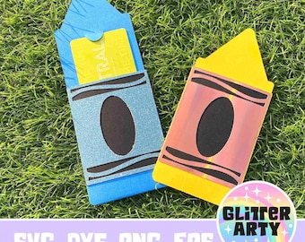 CRAYON GIFT CARD Holder svg, eps, dxf, png, School Teacher Gift, Teacher Appreciation,class favor, Nursery, Kindergarten, thank you,birthday