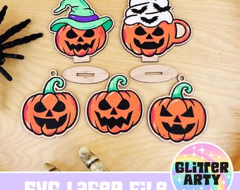 HALLOWEEN Paint Craft SVG Bundle -Laser svg file|Halloween Pumpkin| DIY Wood Decor| Adult coloring| Hanging| Jack O'Lantern- Beambox Tested