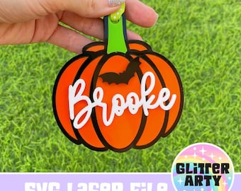 PUMPKIN BOO BASKET Tags Laser svg file -Bag Tag| Personalized Name Tag | Halloween| Thanksgiving Decor |Gifts- Beambox Tested