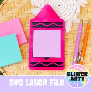 Presente de agradecimento ao professor - Porta-notas Post-It SVG | Arquivo SVG de giz de cera a laser | Presentes de volta às aulas | Comporta notas de 3 x 3 polegadas - Testado pela Beambox