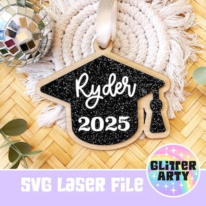 GRADUATION CAP TAG Laser Svg File, High School Graduate, Senior, Graduation svg, Grad Hanging Ornament, keepsake, Grad Svg- Beambox Tested