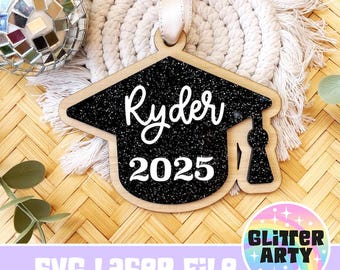 Etiqueta de graduación (archivo SVG láser), graduado de secundaria, último año, SVG de graduación, adorno colgante de graduación, recuerdo, SVG de graduación - Beambox probado