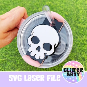SKULL STANLEY TOPPER Svg 40oz, 30oz e 20oz - Regalo di Halloween/Bicchiere/File svg pronto per il laser/File H2.0 Topper/Glowforge - Testato con Beambox.