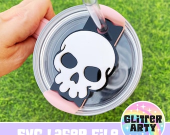 DÖDJESKALLE STANLEY-TOPPARE Svg 40oz, 30oz och 20oz - Halloween-present/tumbler | Laserklar svg-fil | H2.0-topping | Glowforge-fil - Beambox-testad.