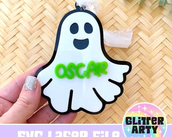 GHOST BOO BASKET Tags Laser svg file -Bag Tag| Personalized Name Tag | Kids Halloween| Ghost Decor| |Spooky Gifts- Beambox Tested