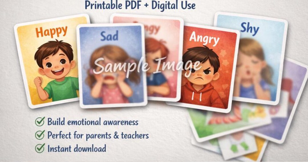 Emotions Flashcards Printable for Kids, Feelings Cards, Preschool ...