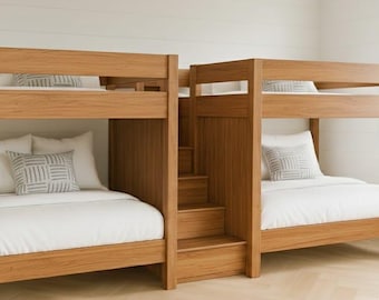 DIY Bunk Bed with Storage Staircase Plans: Multi-Size Full, Twin, & Queen Guide | Step-by-Step Woodworking Blueprints | Instant PDF Download