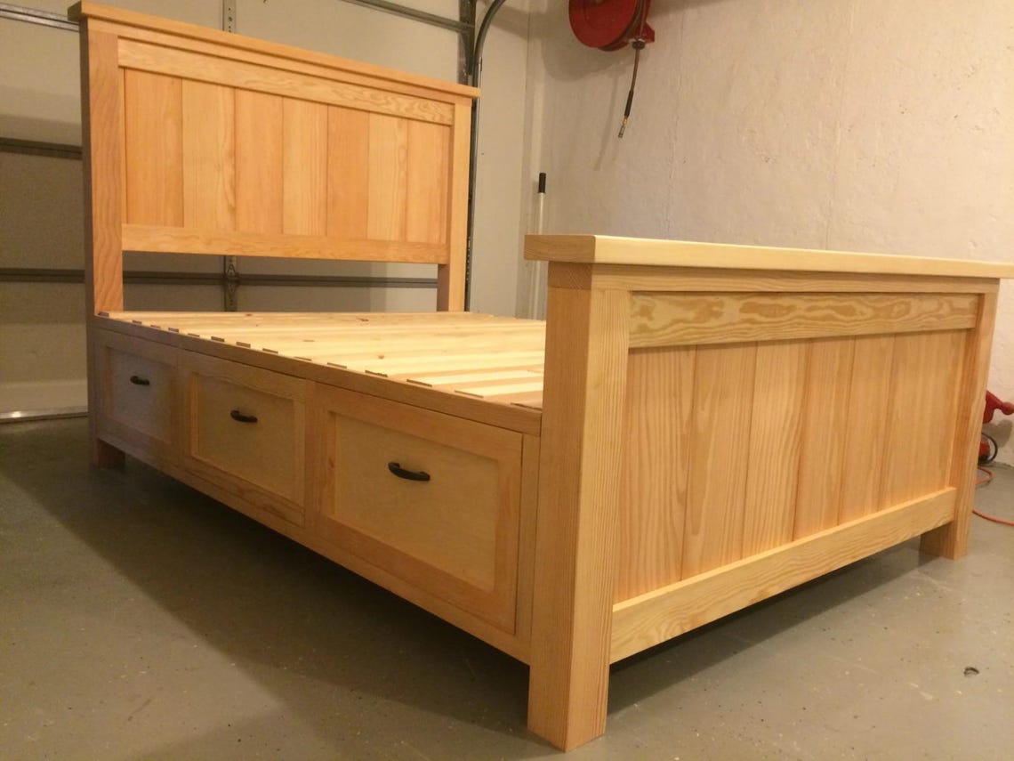 Storage Bed Pattern Queen Farmhouse Storage Bed Plans – DIY Platform Bed With 6 Drawers ...