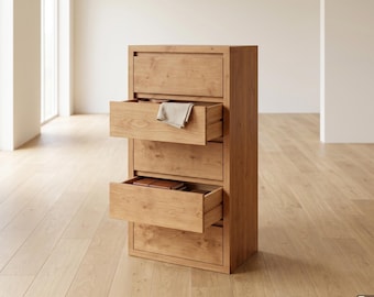 DIY Tall Dresser Plans | Modern 5-Drawer Narrow Chest | Minimalist Nursery Furniture | Space-Saving Vertical Storage | Woodworking Guide PDF