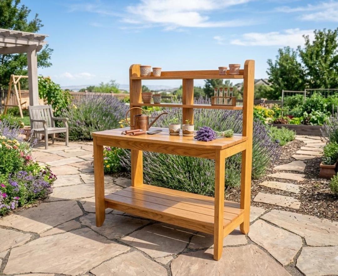 Modern DIY Potting Bench Plans | Outdoor Garden Workstation | Ergonomic ...