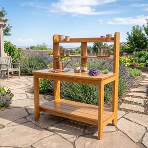 Modern DIY Potting Bench Plans | Outdoor Garden Workstation | Ergonomic Planting Table | Cedar Woodworking Guide | Digital PDF Download