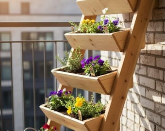 DIY verticale plantenbakplannen | Handleiding voor het bouwen van een kruidentuin met 5 lagen | Ruimtebesparende plantenbak voor buiten pdf | Cedar Fence Picket Project