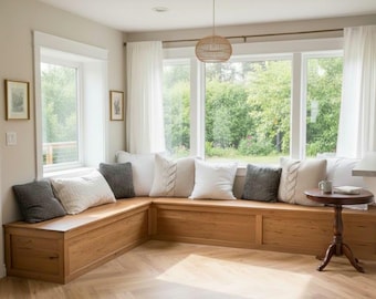 Customizable DIY Banquette Bench with Flip-Up Storage Plans | Kitchen Nook & Entryway Seating | Woodworking PDF