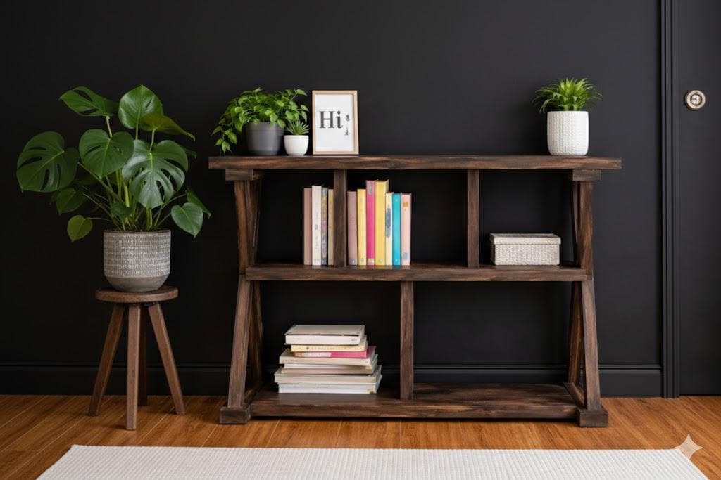 DIY Rustic X-leg Console Table With Shelves Plans | Woodworking Project ...