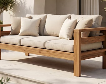 DIY 2x4 Outdoor Sofa Plans | Patio Wooden Couch Blueprint | Modern Garden Bench Plan | Heavy Duty Backyard Furniture Design PDF