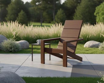 DIYモダンアディロンダックチェアプラン | 屋外パティオチェア木工ガイド | スタイリッシュなガーデンファニチャーPDF | すぐにダウンロード