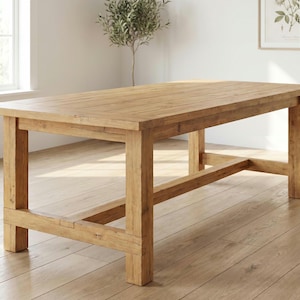 Plattegronden DIY boerderij eettafel, bouwhandleiding rustieke houten tafel, 8 voet keukentafel pdf, blauwdruk houtbewerking voor beginners
