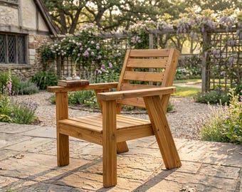 Planos de sillas de exterior para hacer uno mismo / Guía de construcción de muebles de patio modernos / Planos de carpintería de 2x4 y 2x6 / Manual en PDF de asientos de jardín para principiantes