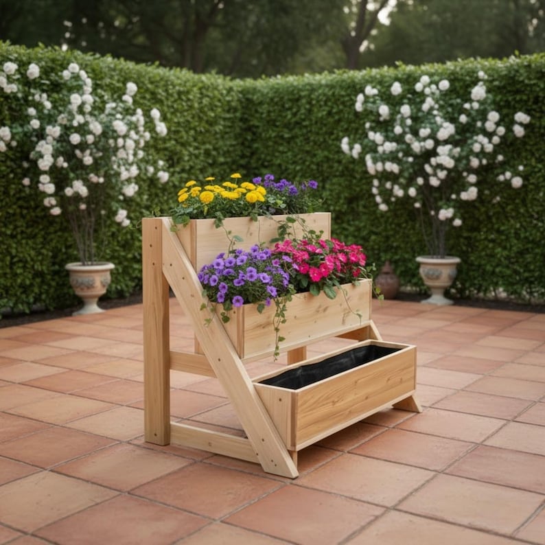 DIY 3-tiered Planter Box Plans | Cedar Tiered Herb Garden | Outdoor ...