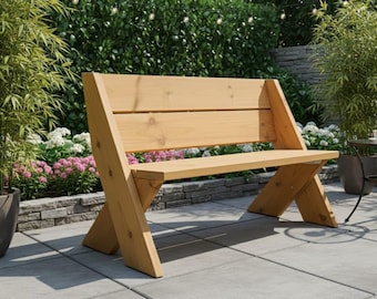 DIY Outdoor Bench Plans | Easy 2-Hour Beginner Woodworking Project | Simple Garden & Backyard Seating | Build with 4 Boards | PDF Download