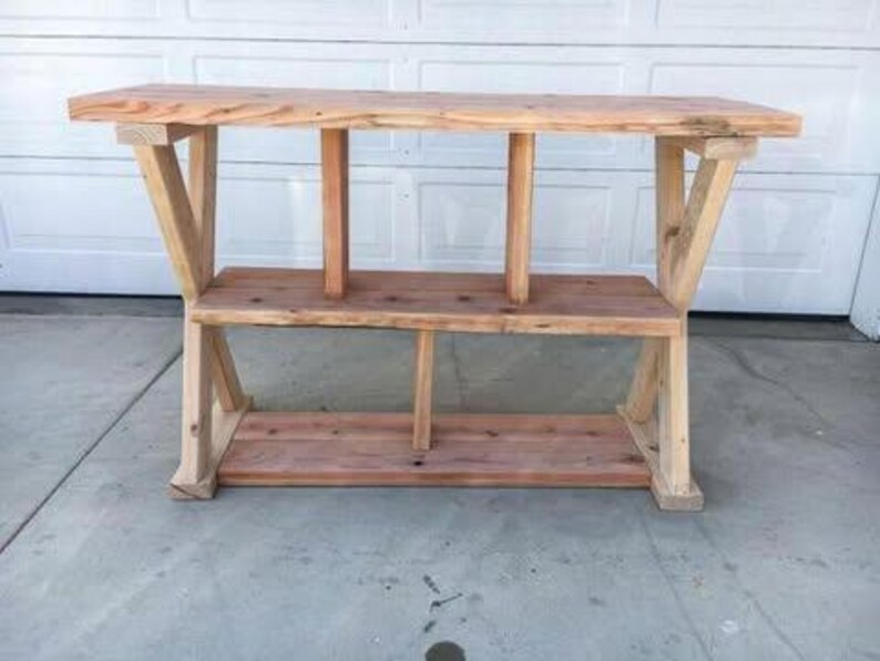 DIY Rustic X-leg Console Table With Shelves Plans | Woodworking Project ...