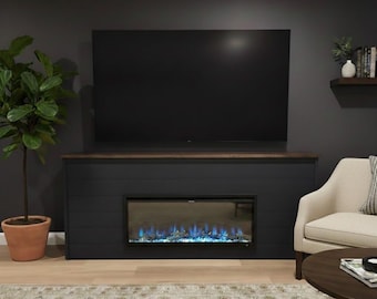 Plannen voor moderne tv-standaard voor open haard | DIY-handleiding elektrische boerderij open haard console | Aanpasbaar mediacentrum | Digitale pdf
