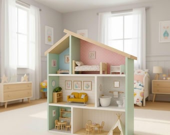 モダンなドールハウス本棚のプラン｜DIYモンテッソーリ玩具収納（PDFダウンロード）